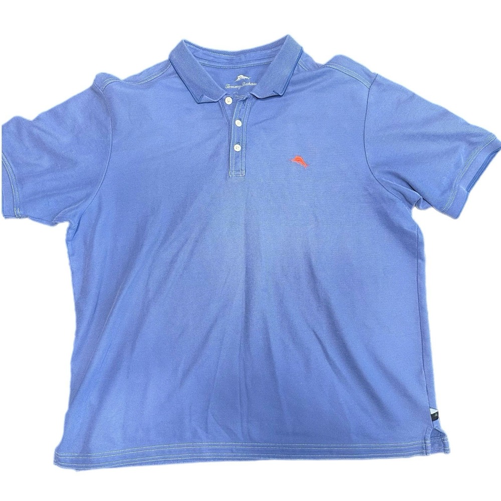Tommy Bahama Blue XL Men's Polo Shirt Short Sleeve Collared Solid Logo